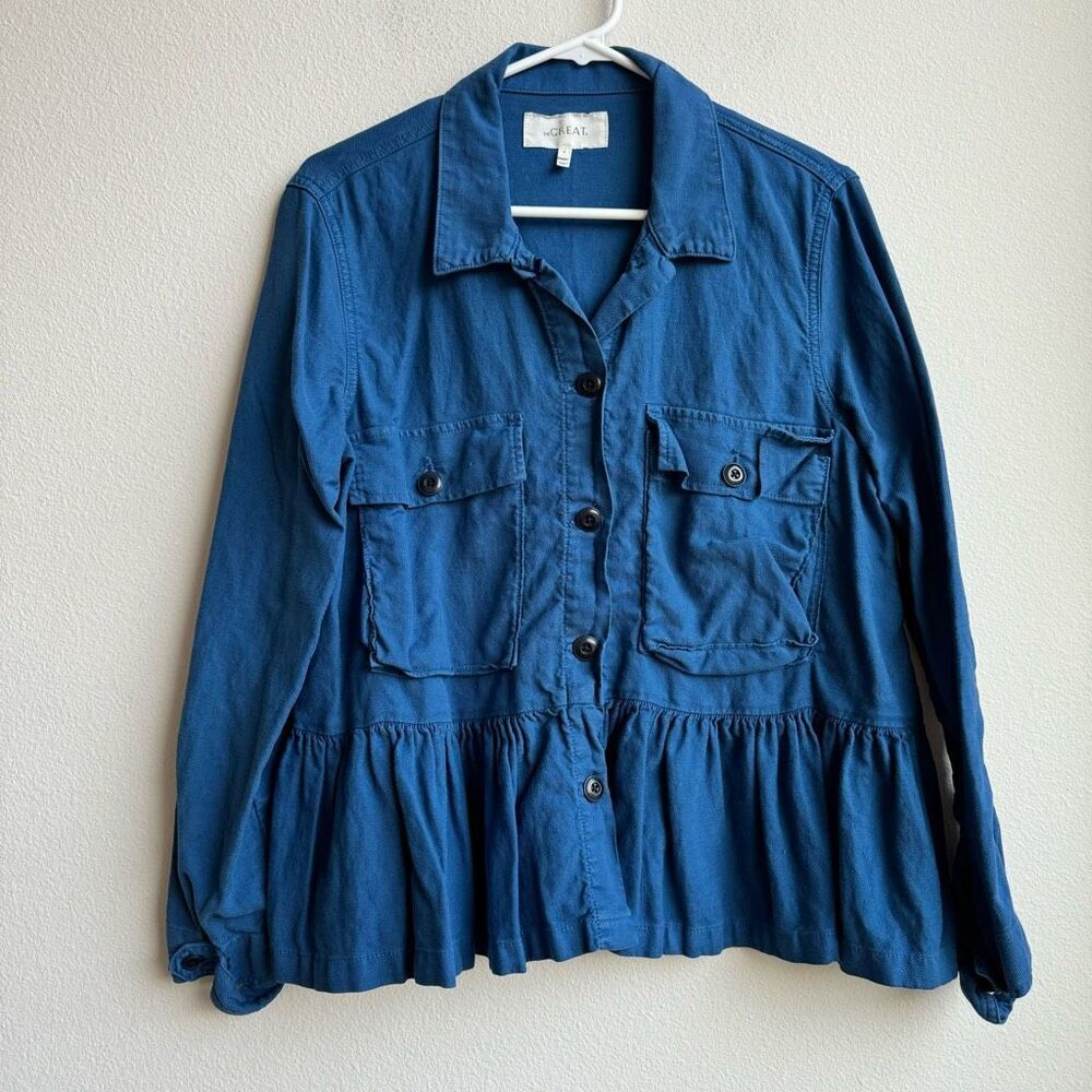 The Great. Flutter Army Jacket Utility Button Blu… - image 2
